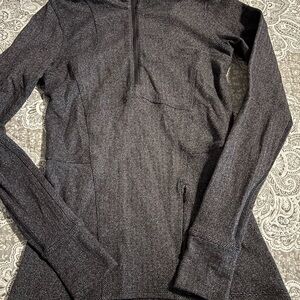 Lululemon Gray Herringbone Quarter-Zip Pullover